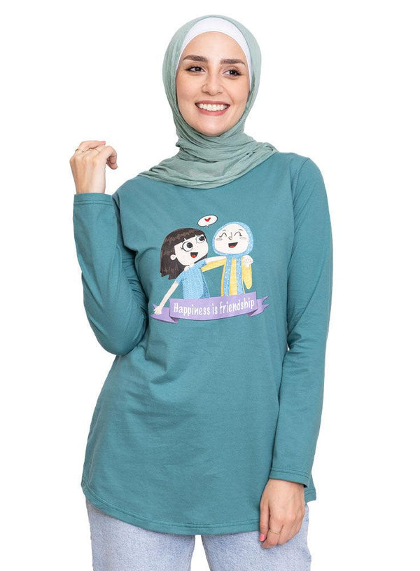 Green Olive Printed Long - Sleeve Design 60 - Khotwh